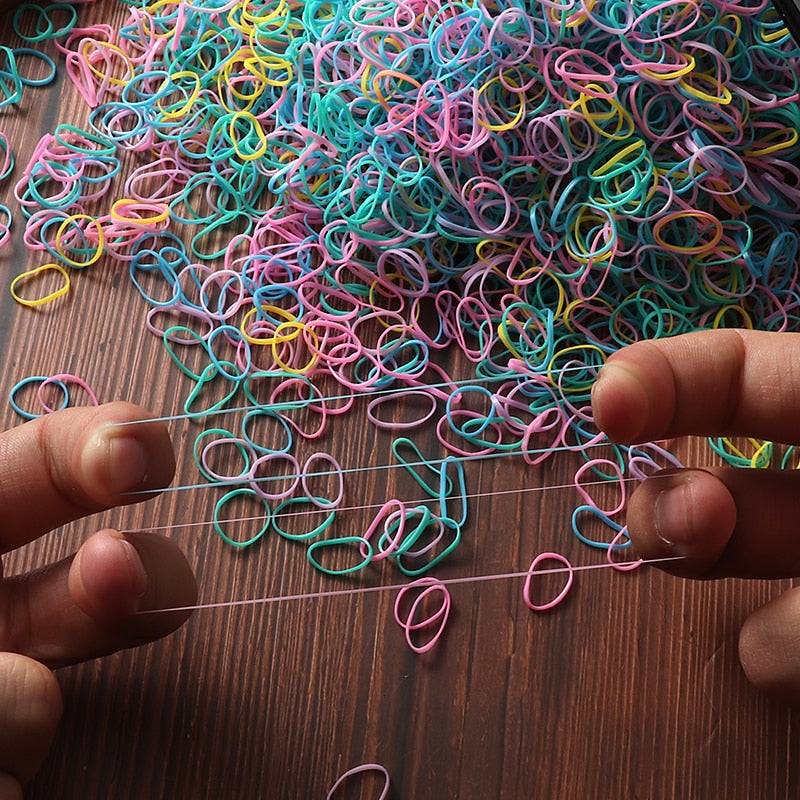 colourful elastic hair ties in fabric