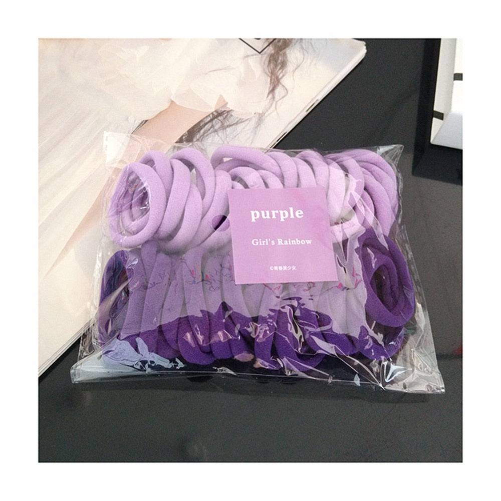 Pink and Purple Elastic Hair Bands