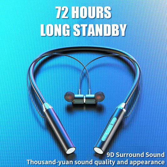 Introducing our Wireless Bluetooth headset Neckband neck type stereo noise reduction Universal plug-in card sport ear headset Mic Built 