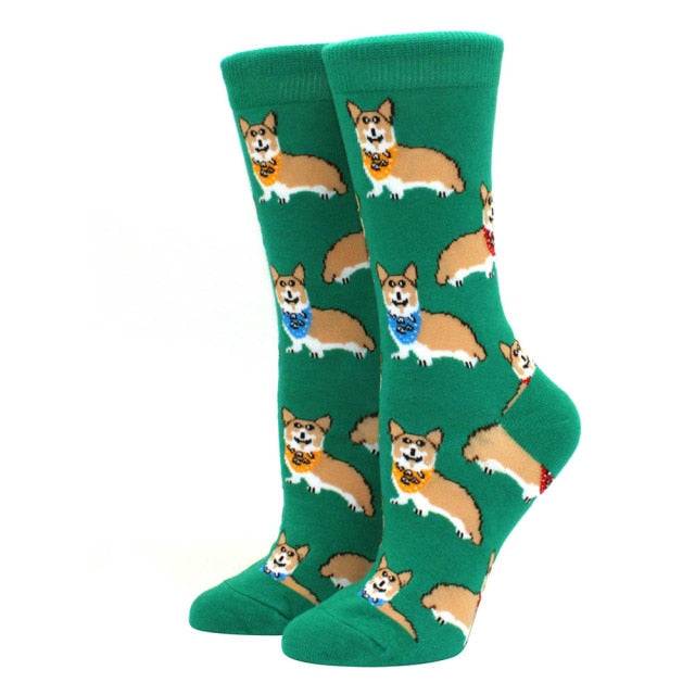 green animal socks