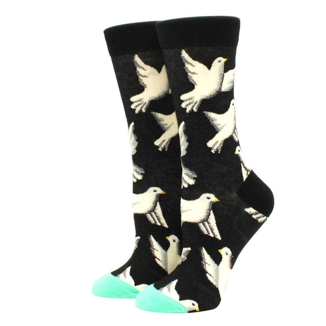 white bird socks