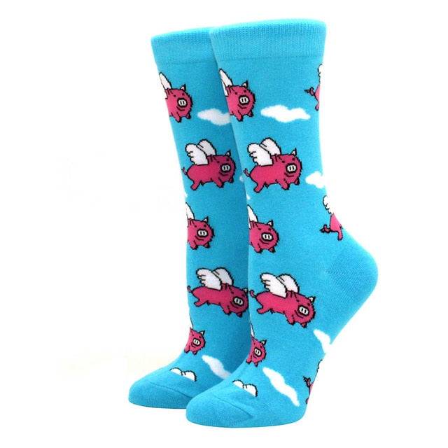 blue fruit pattern socks