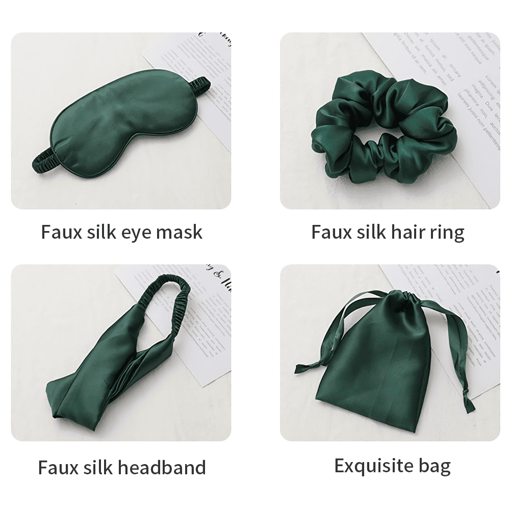 Silk Sleep Eye Mask For Women & Men 4 Pcs Travel Blindfold