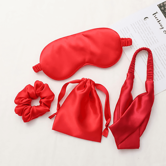 Silk Sleep Eye Mask For Women & Men 4 Pcs Travel Blindfold