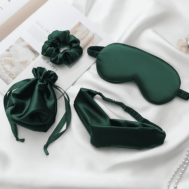 Silk Sleep Eye Mask For Women & Men 4 Pcs Travel Blindfold