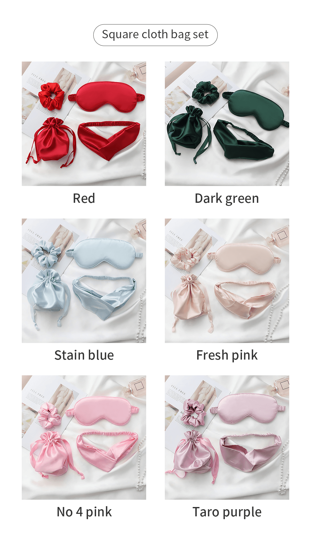 Silk Sleep Eye Mask For Women & Men 4 Pcs Travel Blindfold