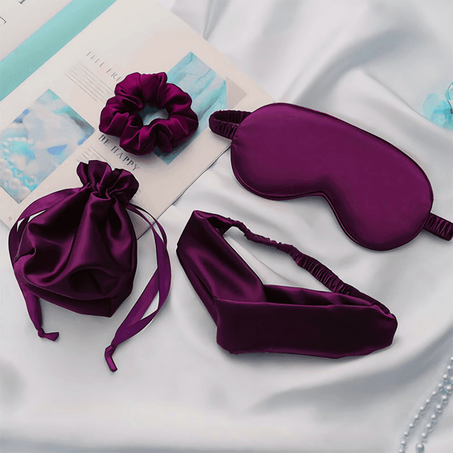 Silk Sleep Eye Mask For Women & Men 4 Pcs Travel Blindfold