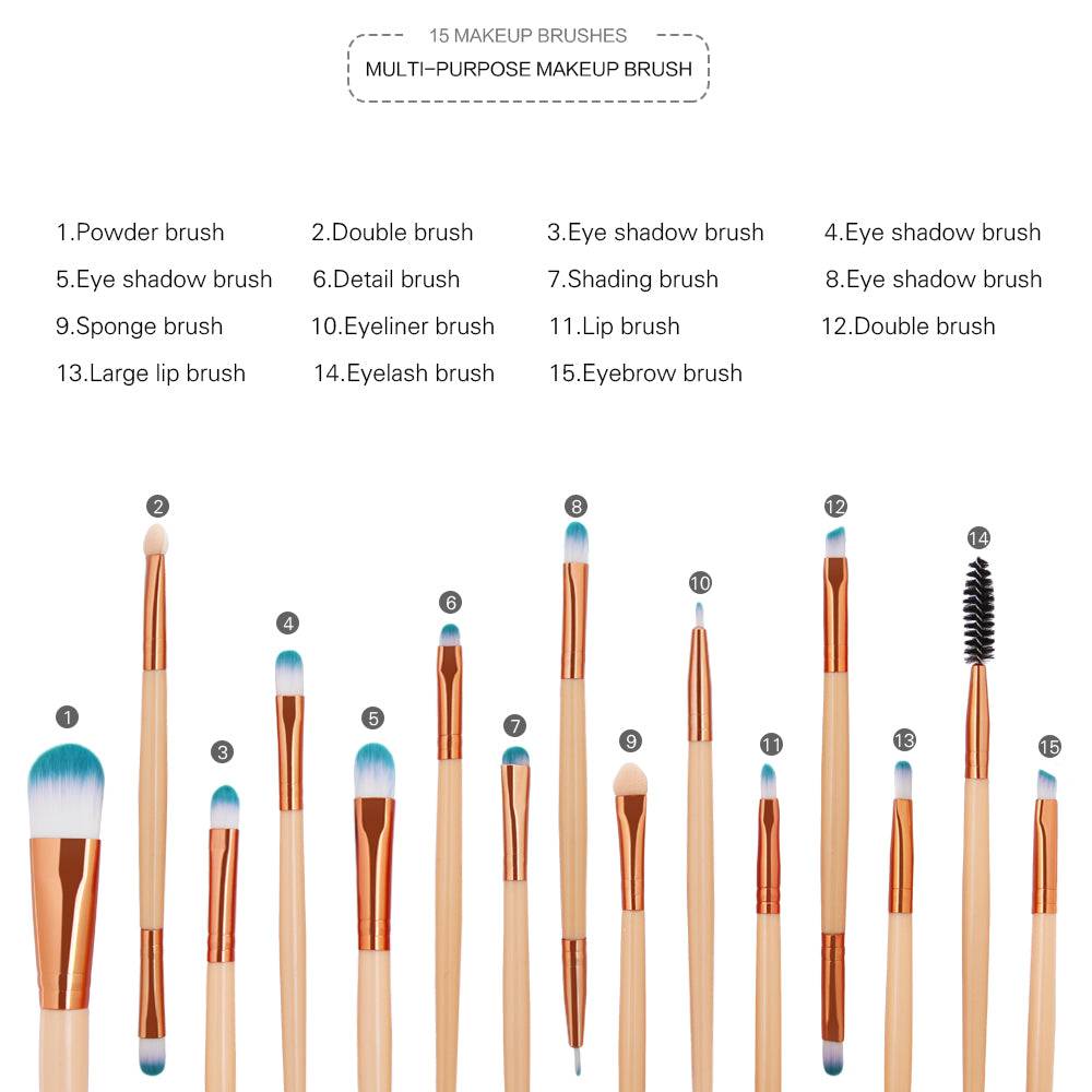 Professional Makeup 15pcs Brush Set for Flawless Blending  