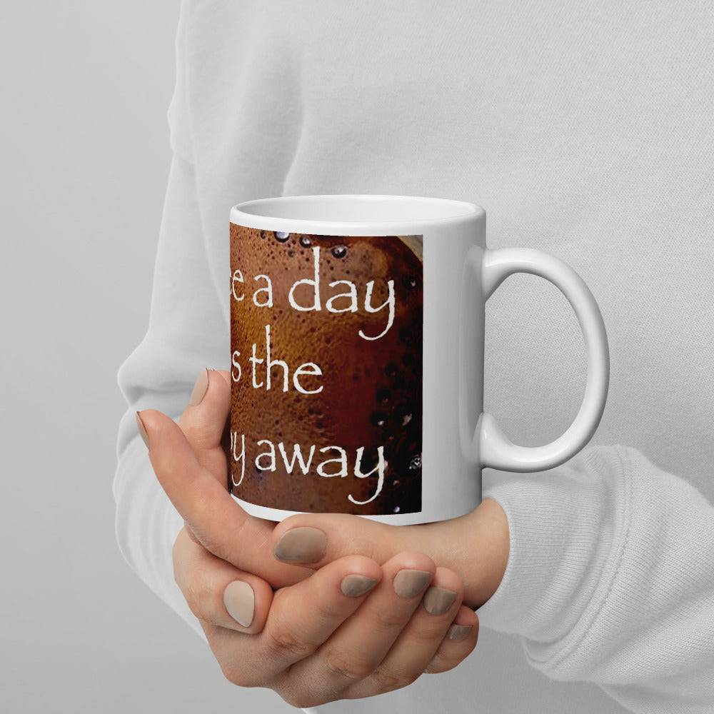 A Coffee a Day' Designed Cup for Caffeine Lovers White glossy mug