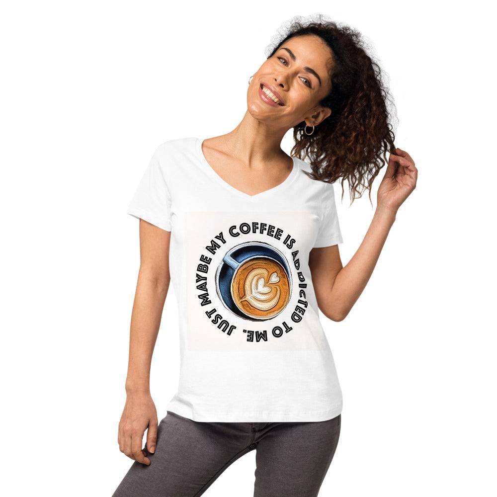 Coffee lover's T shirt design Women’s fitted v-neck t-shirt 