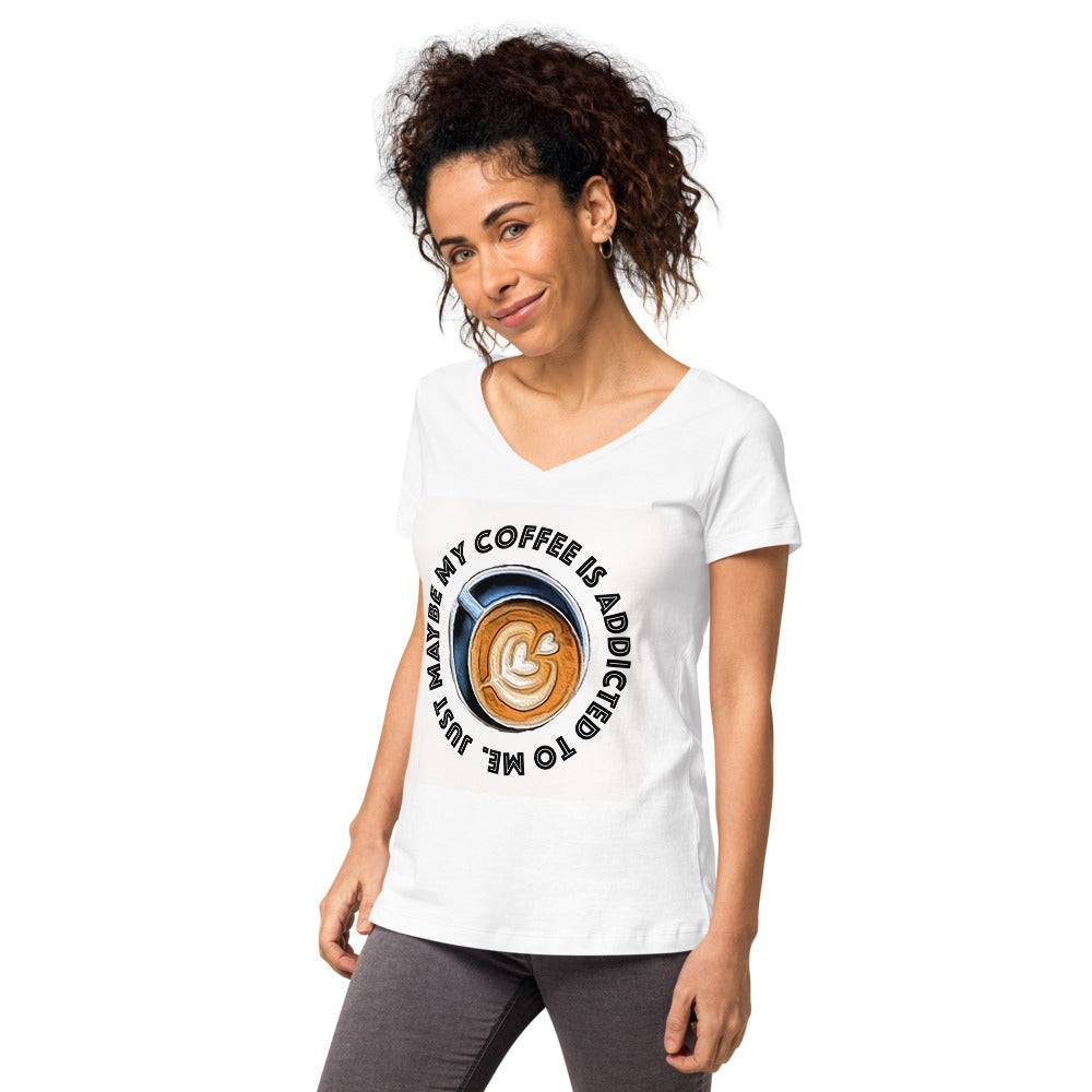 Coffee lover's T shirt design Women’s fitted v-neck t-shirt 